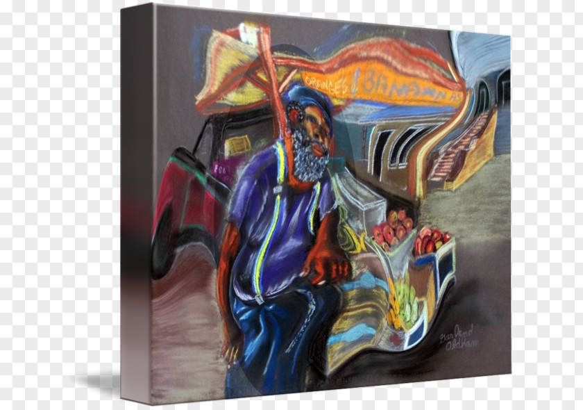 Street Vendors Painting Modern Art Figurine Architecture PNG