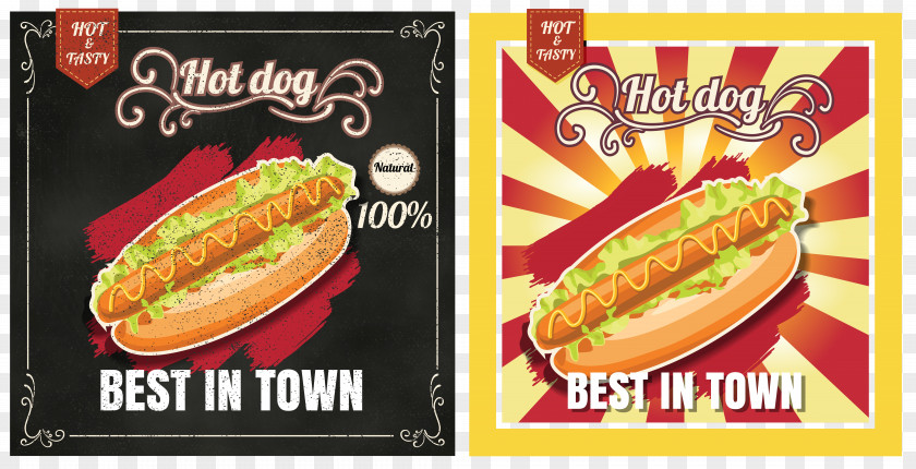 Vector Hand-painted Hot Dogs Dog Hamburger Fast Food Pizza Menu PNG