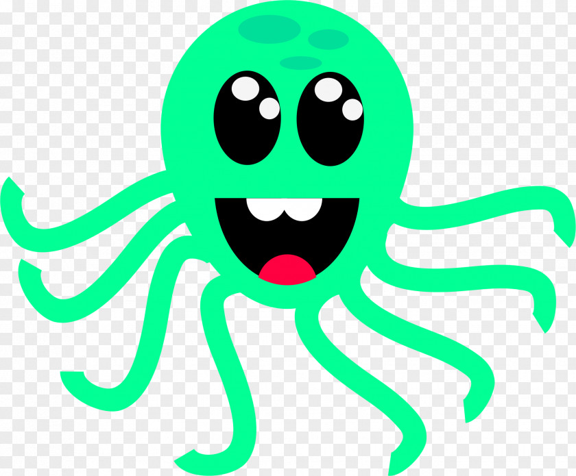 Well Octopus Green Smiley Line Clip Art PNG