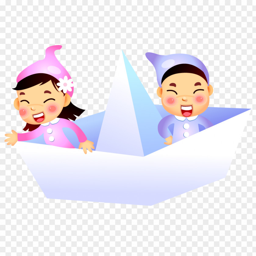 Child Sitting In Paper Boat PNG