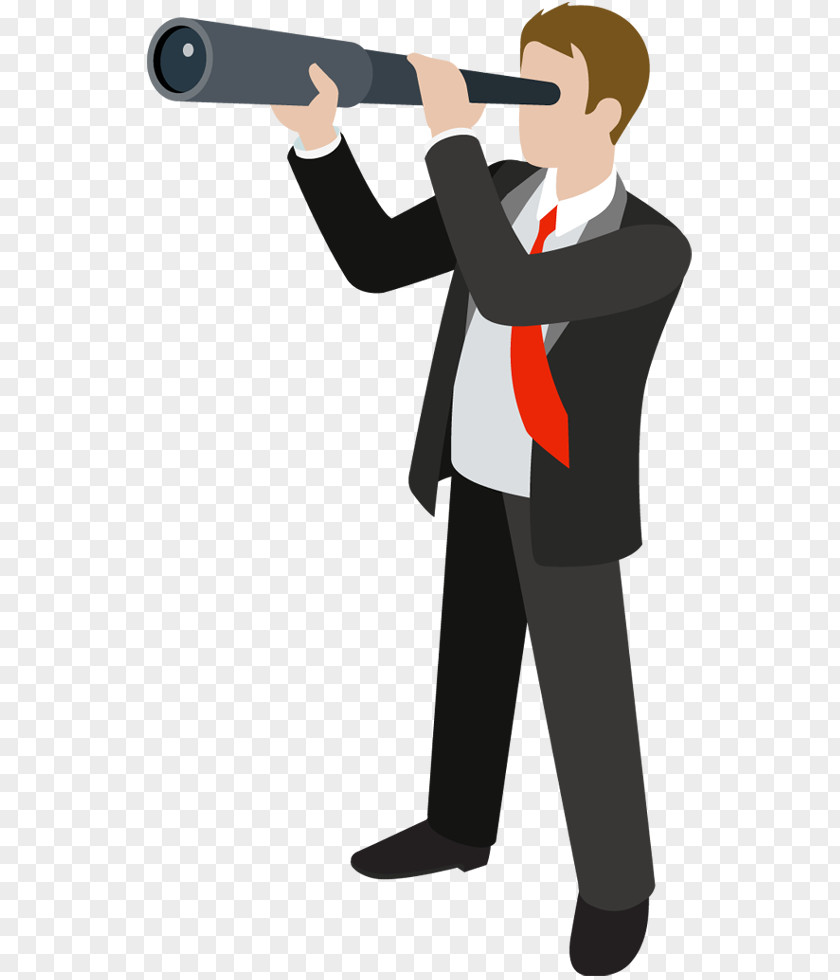 Business Man With Telescope Small Clip Art PNG