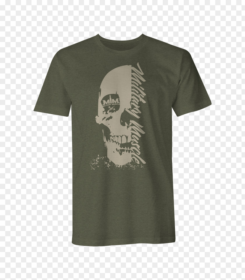 Skull Army Printed T-shirt Clothing Top Crew Neck PNG