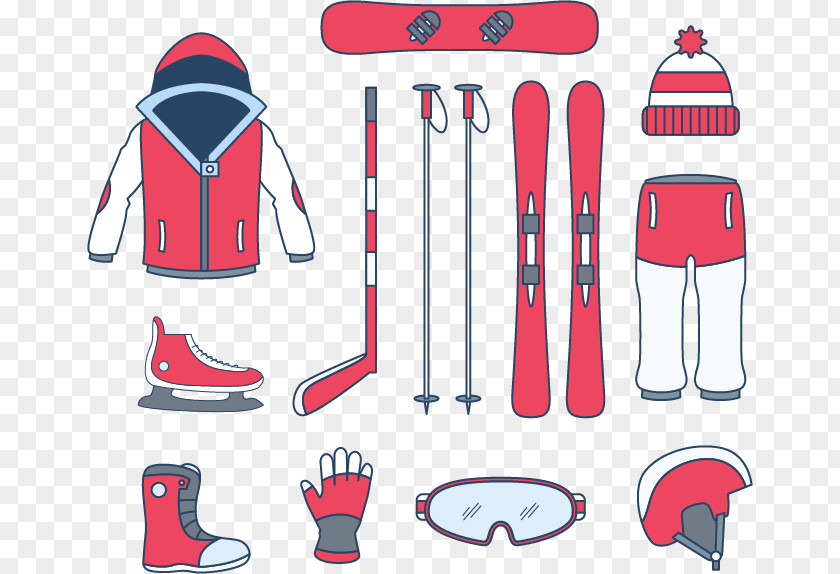 Red Winter Sports Suit Skiing Sport PNG
