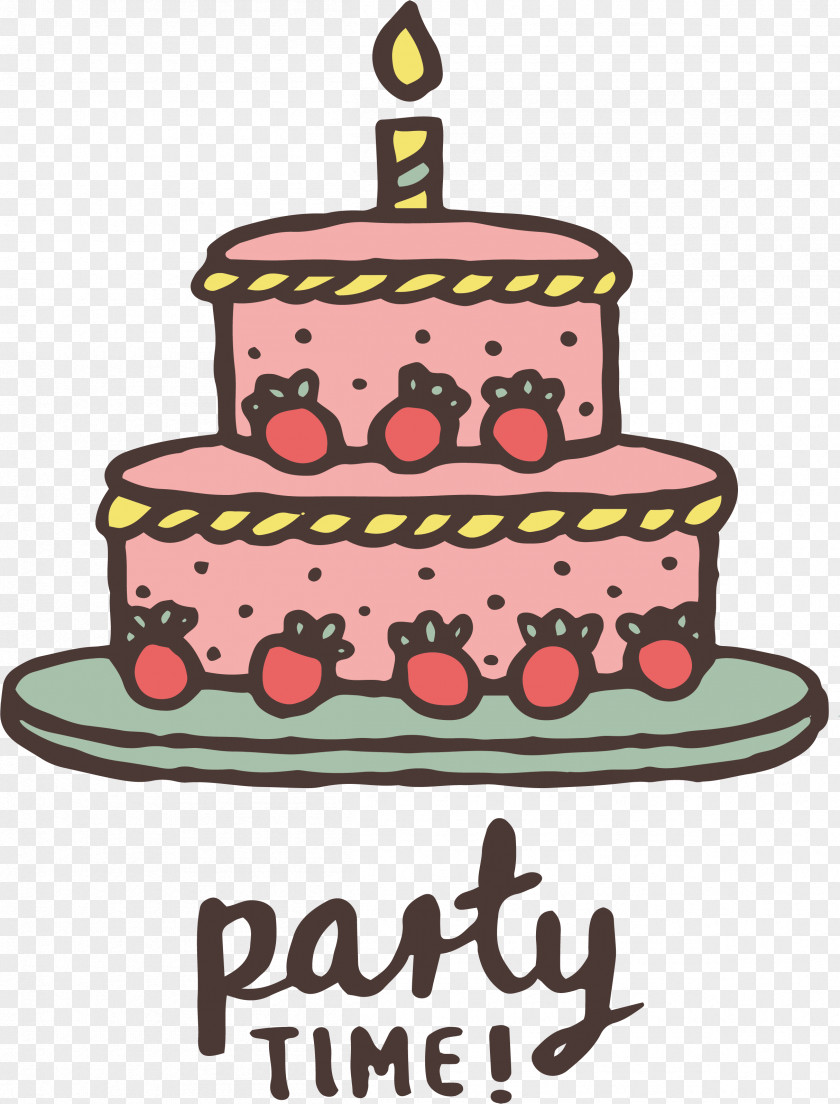 Cake Party Time Birthday Sugar Torte Icing PNG