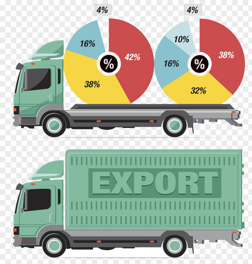 Container Transport Vehicles Logistics Infographic Illustration PNG