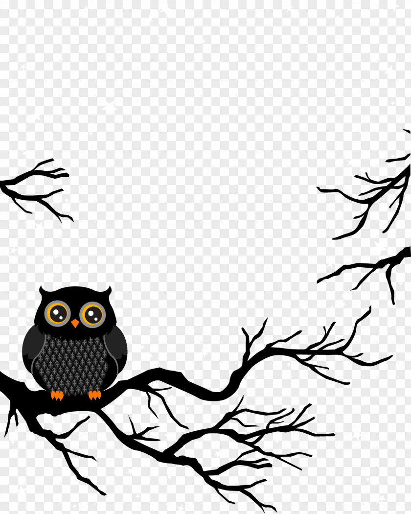 Owl On The Branches Clip Art PNG