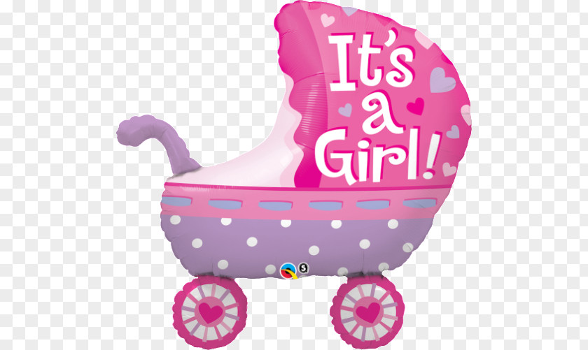 Baby Transport Infant Balloon Child Girl PNG Girl, baby girl, pink stroller illustraiton clipart PNG