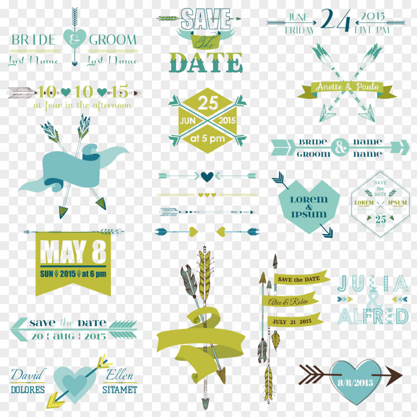 Vector Arrow Wedding Invitation Clip Art PNG