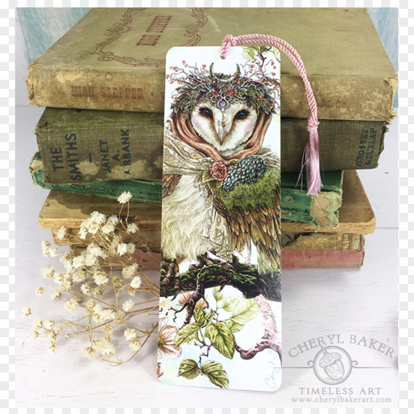 Woodland Owl Social Bookmarking Reading Art PNG