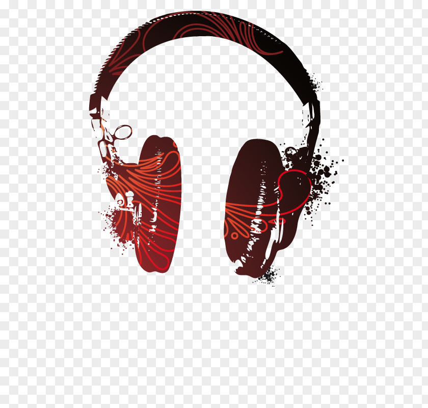 Headphones Stencil Art PNG Art, rock music clipart PNG