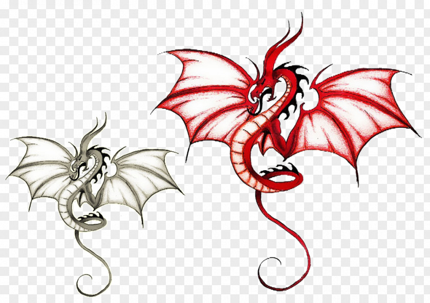 Two Dragons Welsh Dragon Tattoo Symbol PNG