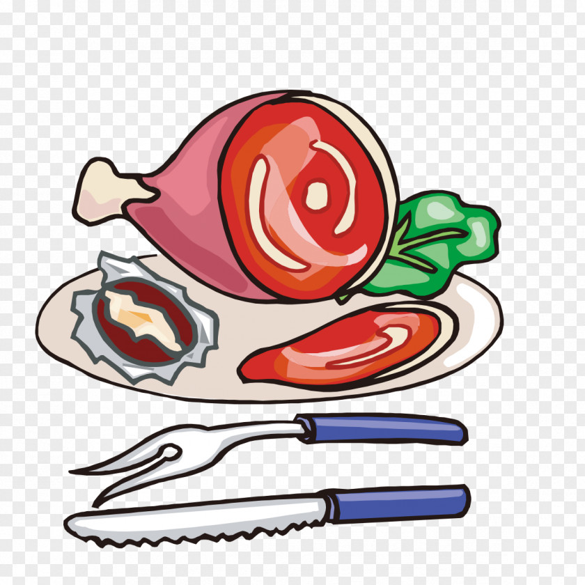 Ham Pattern Hand-painted Dishes Baked Christmas Clip Art PNG