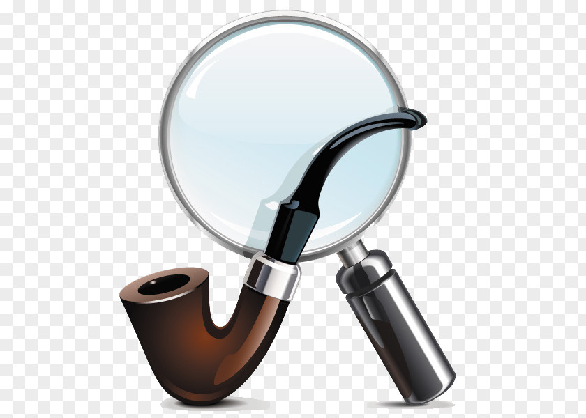Pipe And Magnifying Glass Tobacco Smoking Clip Art PNG