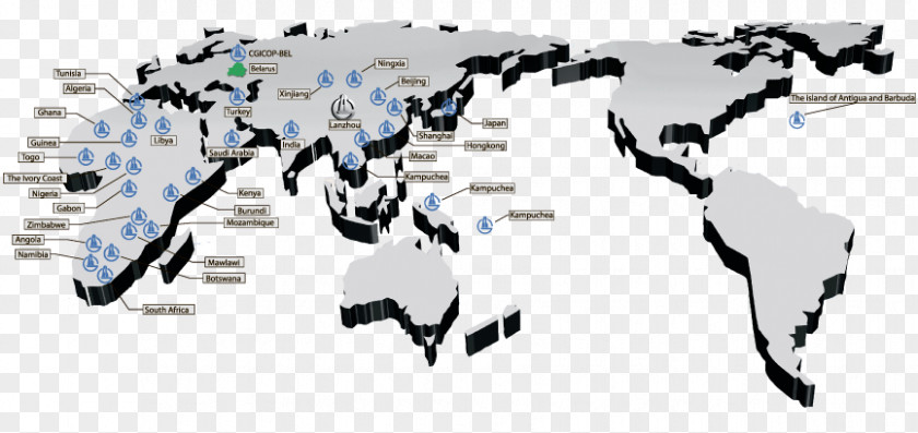 Global Cooperation World Map Three-dimensional Space 建筑装饰构造 PNG