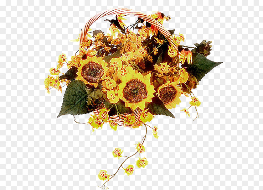 Flower Floral Design Common Sunflower Vase With Three Sunflowers Cut Flowers PNG