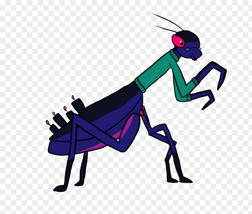 Praying Mantis Illustration Clip Art Insect Character Purple PNG