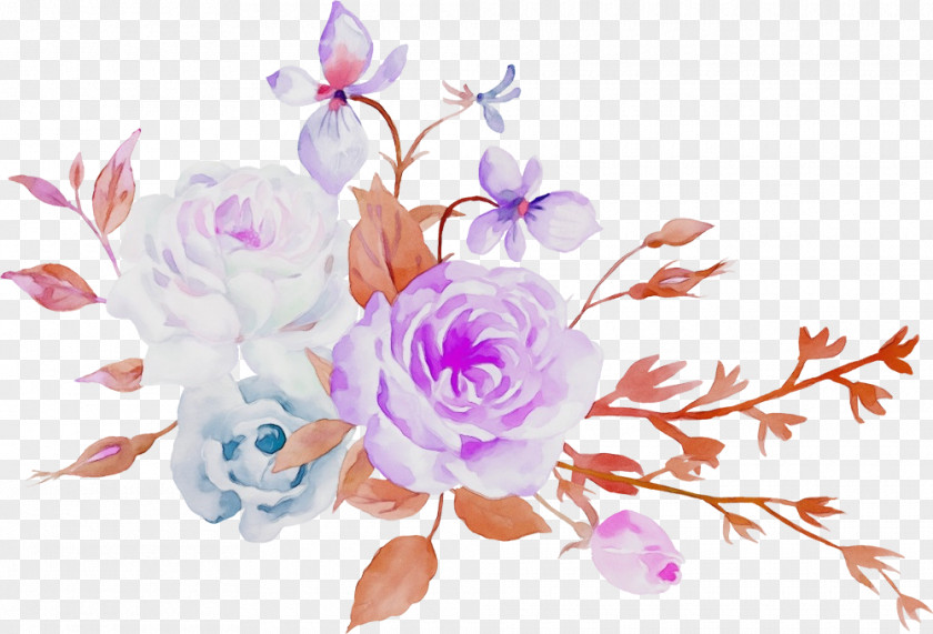 Watercolor Paint Cut Flowers Violet Purple Pink Petal Flower PNG