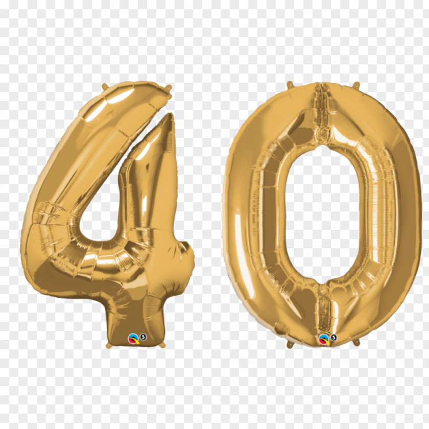 40% Gas Balloon Mylar Gold Party PNG