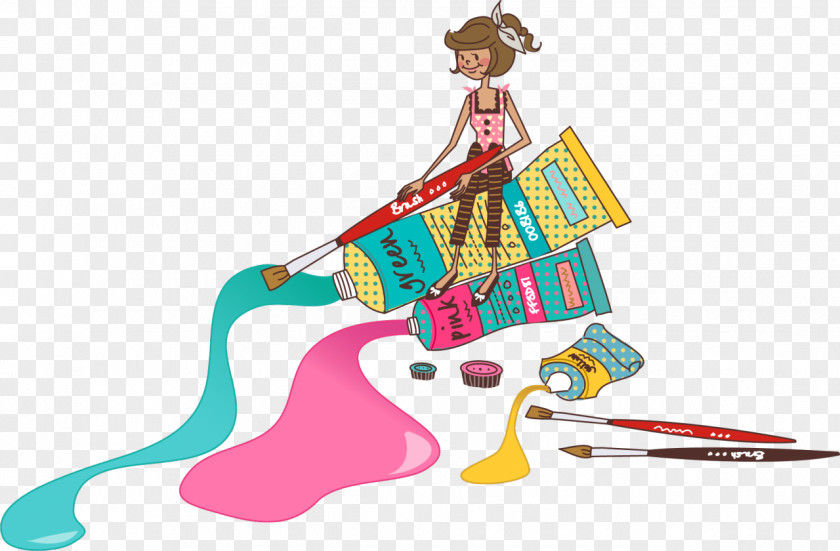 Paintbrush Painting Woman PNG