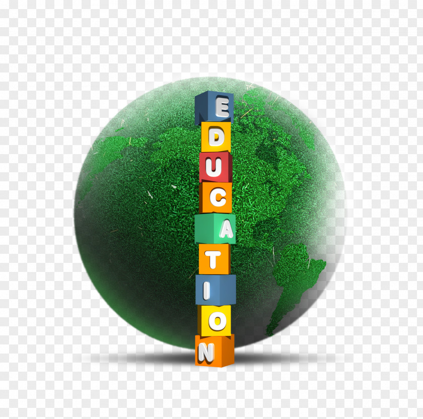 Creative Green Earth Cube Sphere Font PNG
