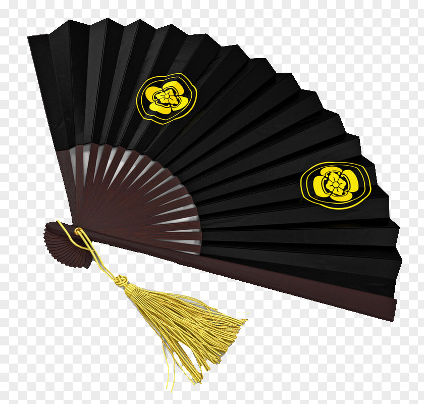 Black Japanese Folding Fan Paper Hand PNG
