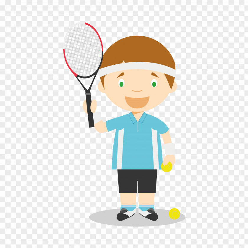 Boy Playing Badminton Illustration PNG