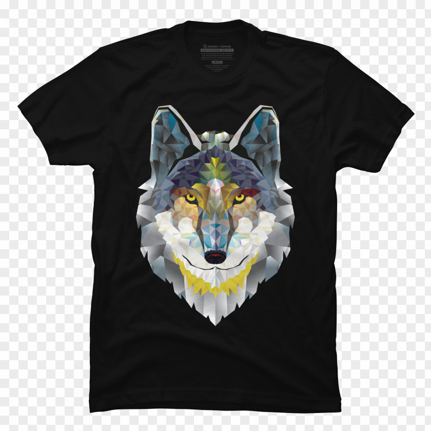 Geometric Wolf T Shirt Gray Vector Graphics Illustration Clip Art Drawing PNG