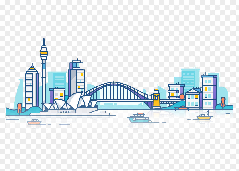 Hand-painted Sydney City Of Architecture Dribbble Illustration PNG