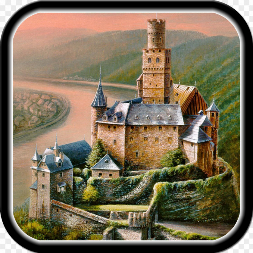 Castle Oil Painting Medieval Art PNG