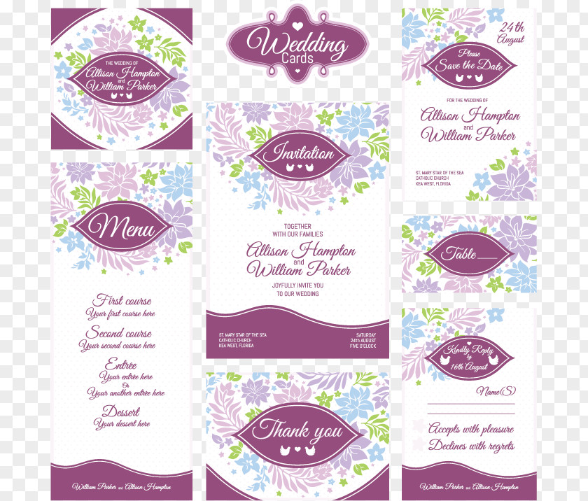 Elegant Wedding VI Design Pattern Vector Material Invitation Greeting Card Clip Art PNG