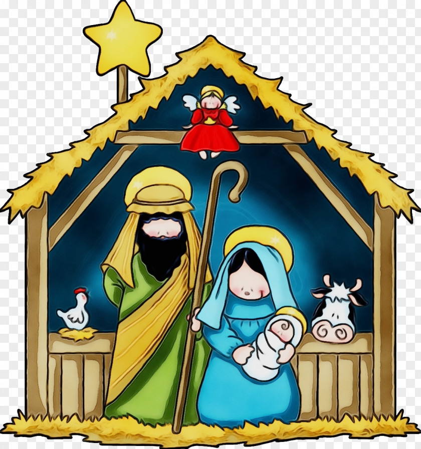 Nativity Scene Cartoon Interior Design PNG