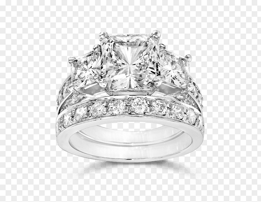 Princess Cut Bridal Sets Engagement Ring Wedding Diamond PNG