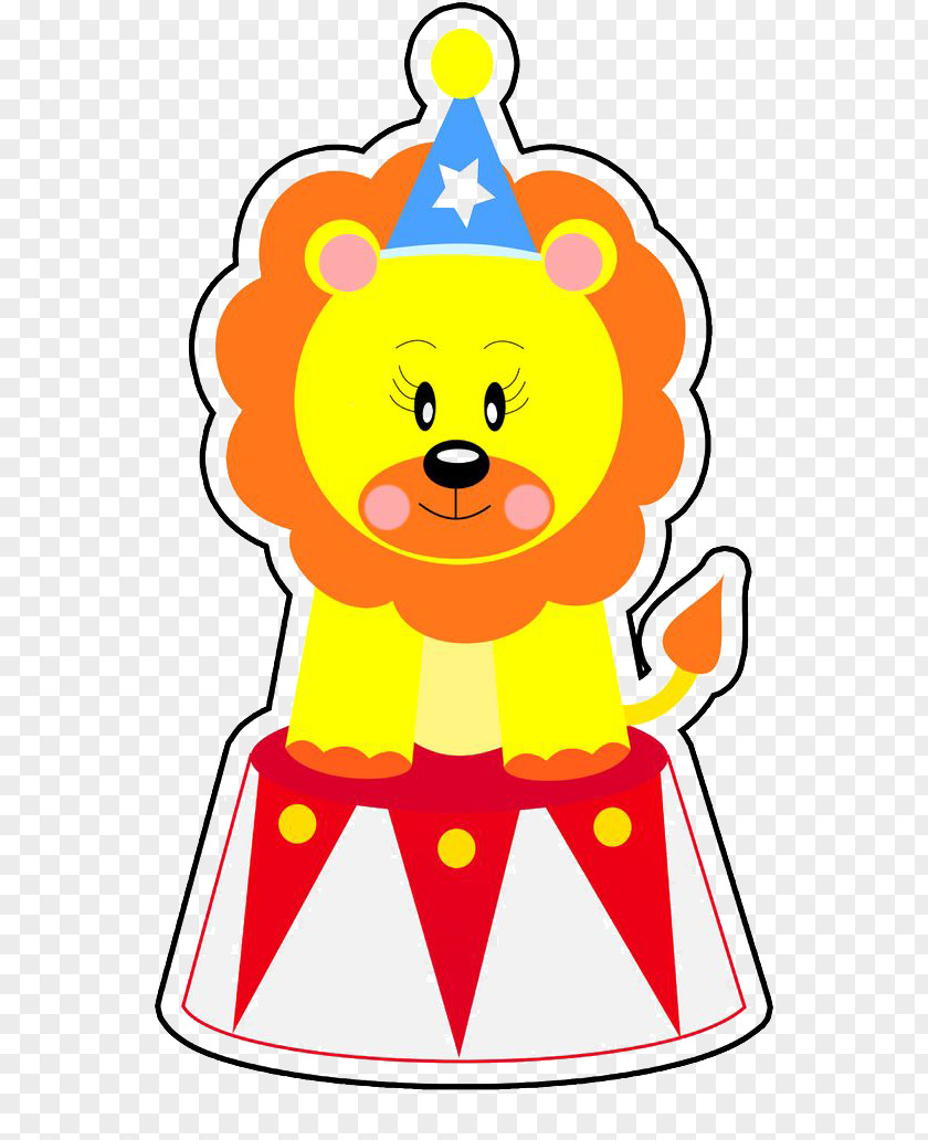 Free Cute Cartoon Circus Lion Dig Material Clown PNG