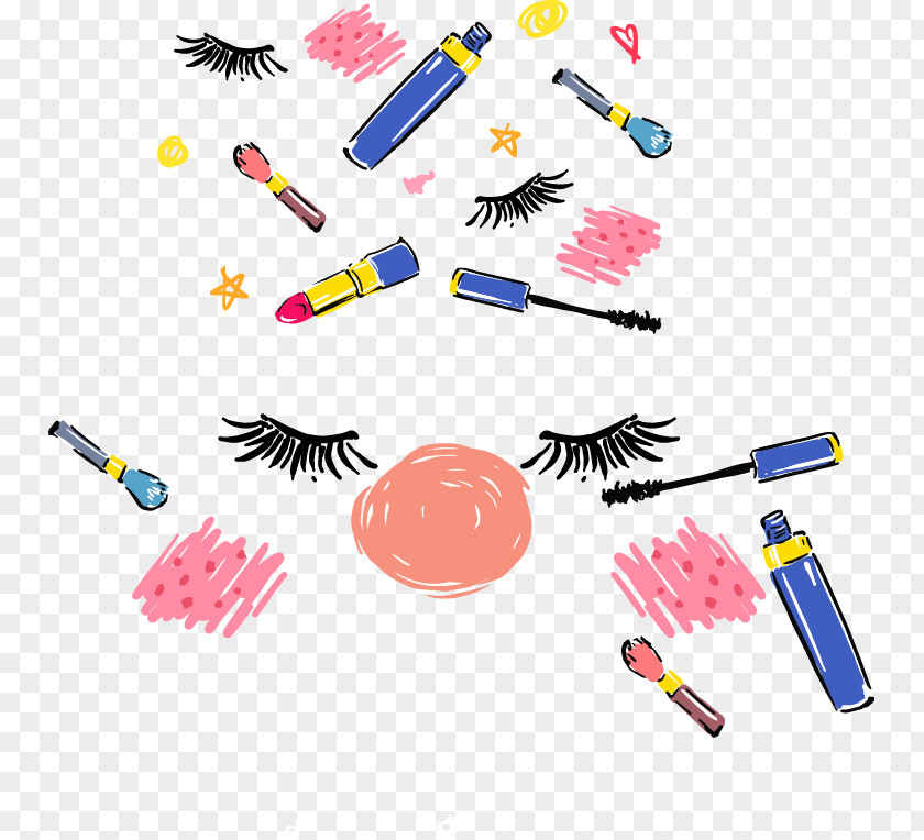 Vector Painted False Eyelashes Eye Shadow Pen Lipstick Eyelash Cosmetics PNG