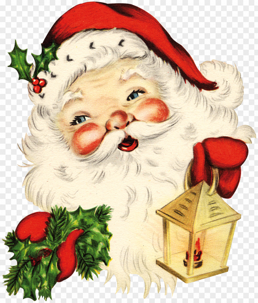 Santa Holding A Lamp Coca-Cola Christmas Card Face Greeting Clip Art PNG
