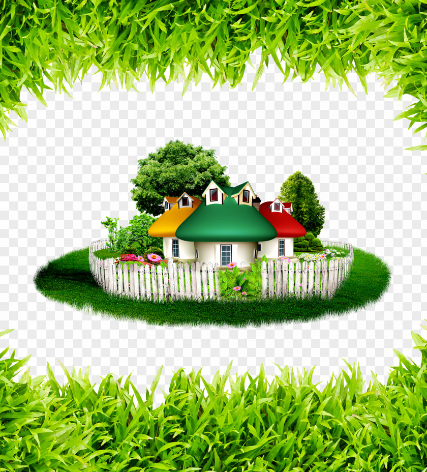Green House Nature Lawn Landscape Artificial Turf PNG