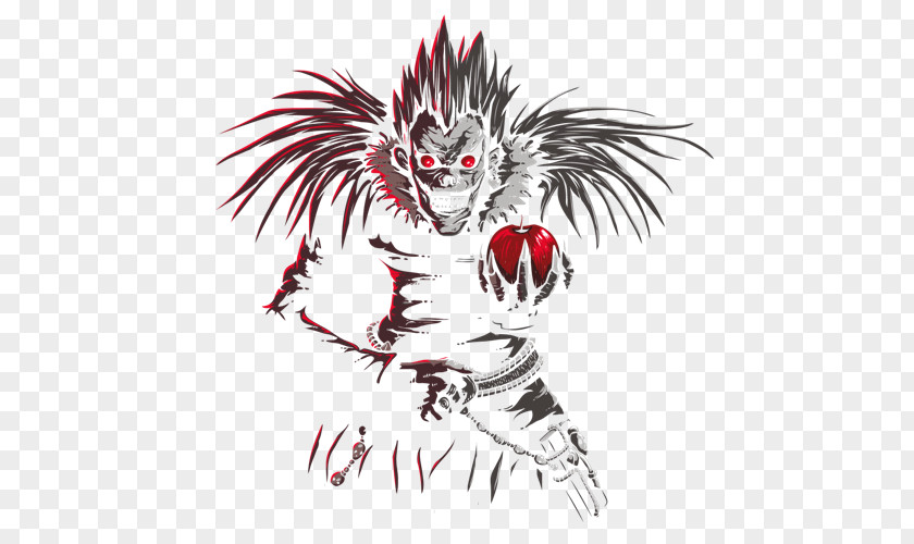 Ryuk T-shirt Drawing Death Note Crew Neck PNG