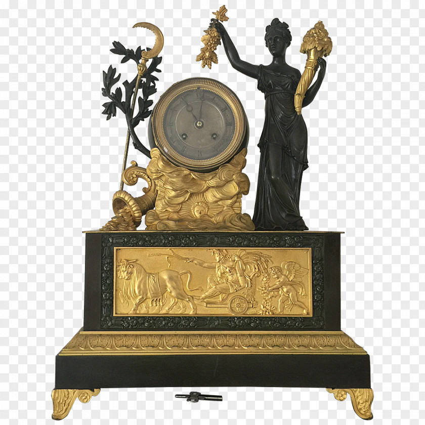 Roman Numerals Bronze 01504 Statue Antique Clock PNG