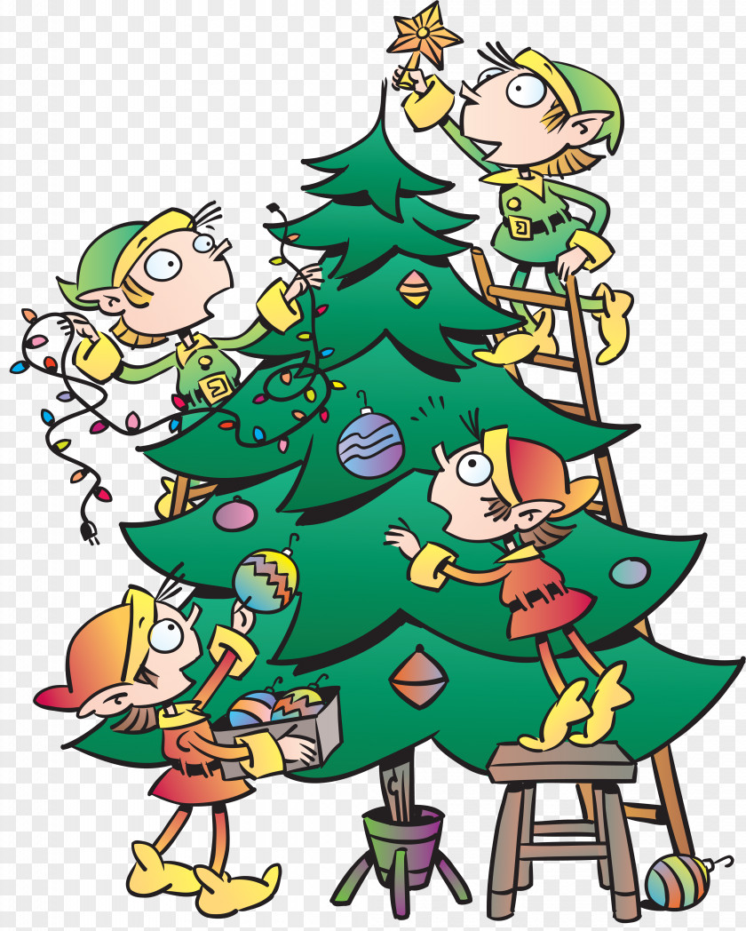 Elf Christmas Tree Art Clip PNG