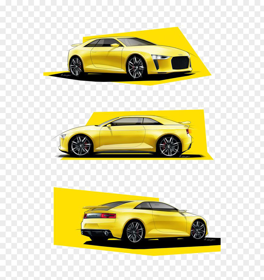 Yellow Sports Car Automotive Design Sketch PNG