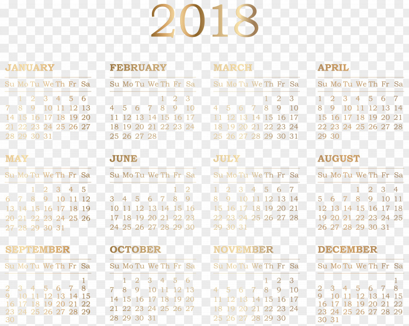 2018 Calendar Transparent Clip Art Pattern PNG