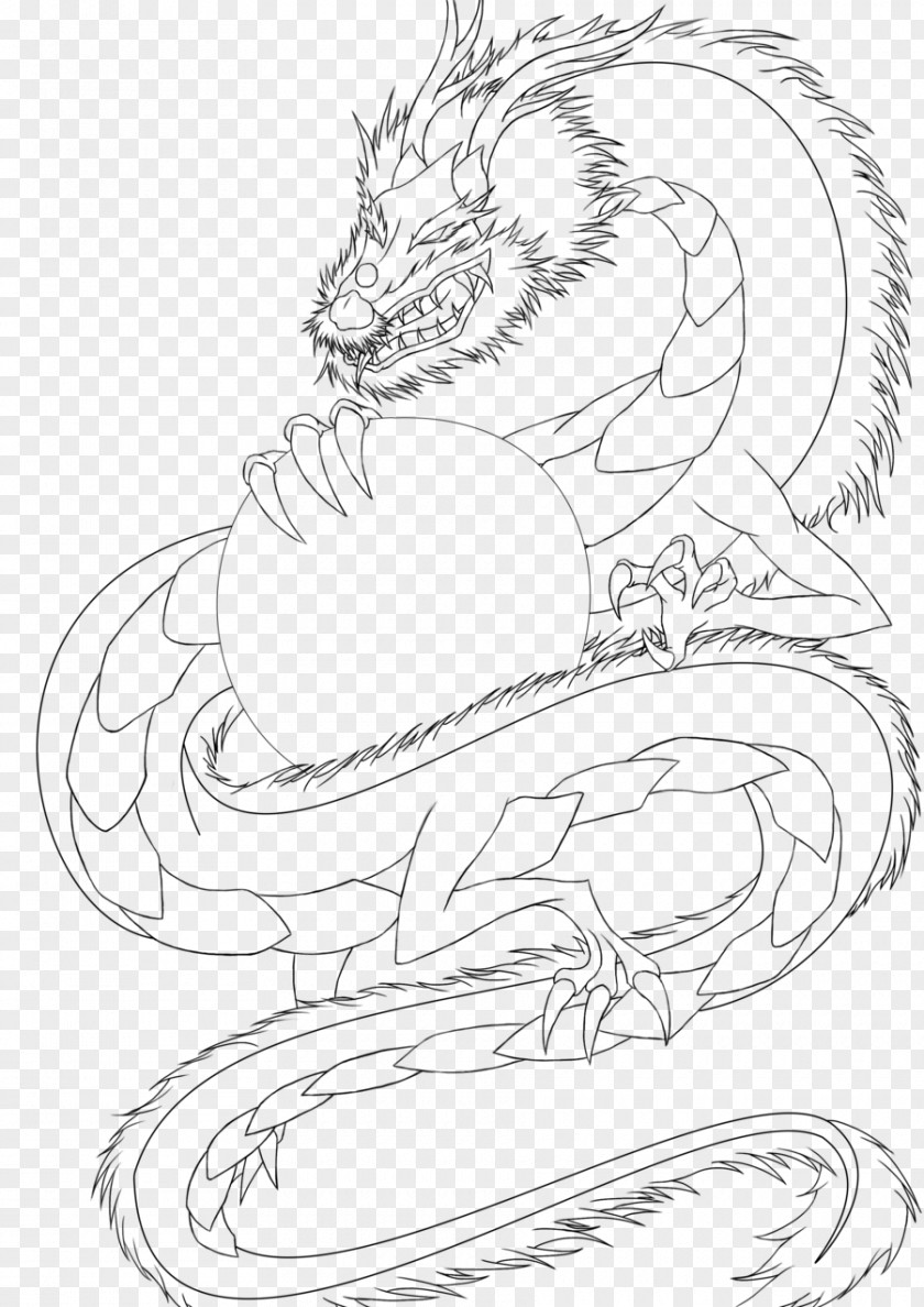 Dragon Line Art Drawing Chinese China PNG
