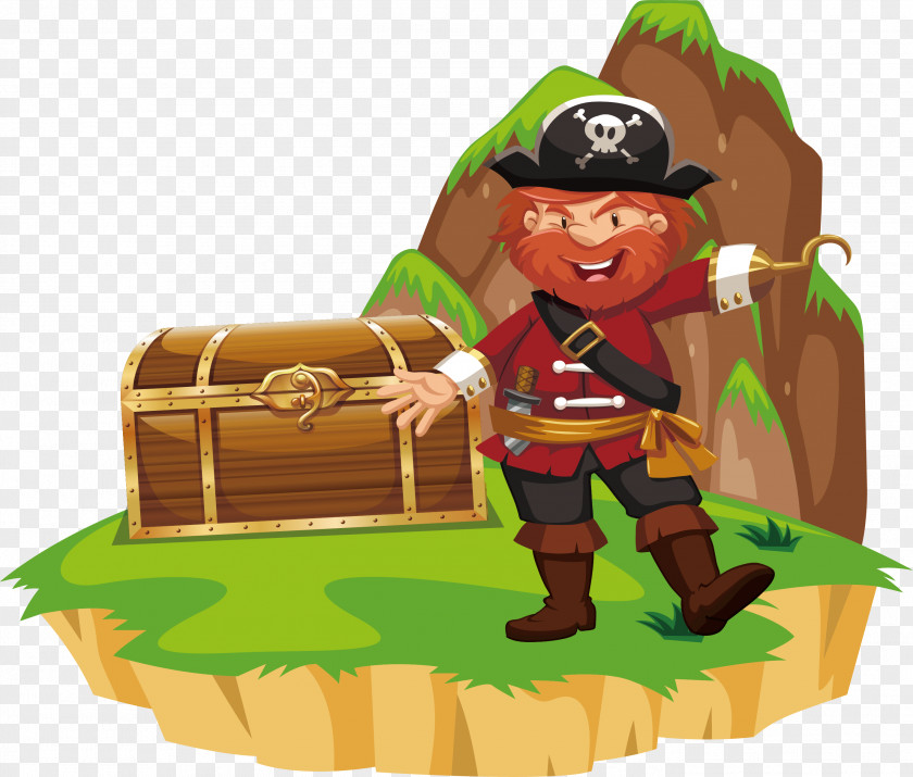 Looking For The Treasure Of Pirate Captain Piracy Illustration PNG