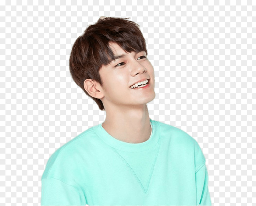 Wanna One Ong Seong Wu Posing PNG Posing, men's teal crew-neck top clipart PNG