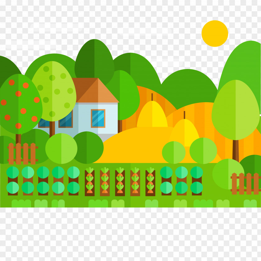 Beautiful Town Download Landscape Euclidean Vector Flat Design Farm PNG