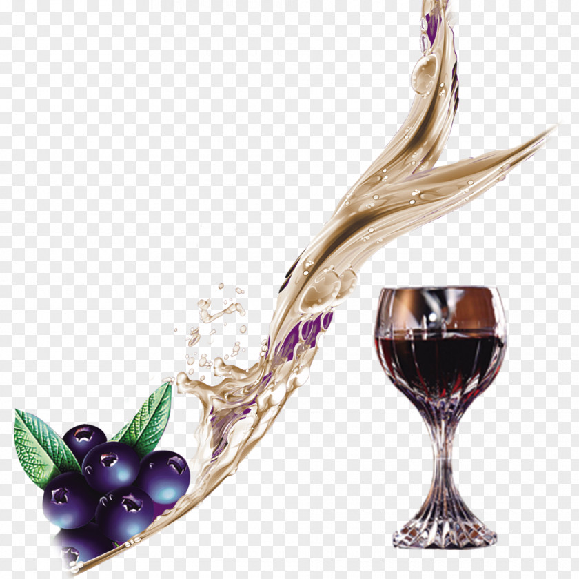 Creative Blueberry Wine Goblet Special Effects Glass PNG