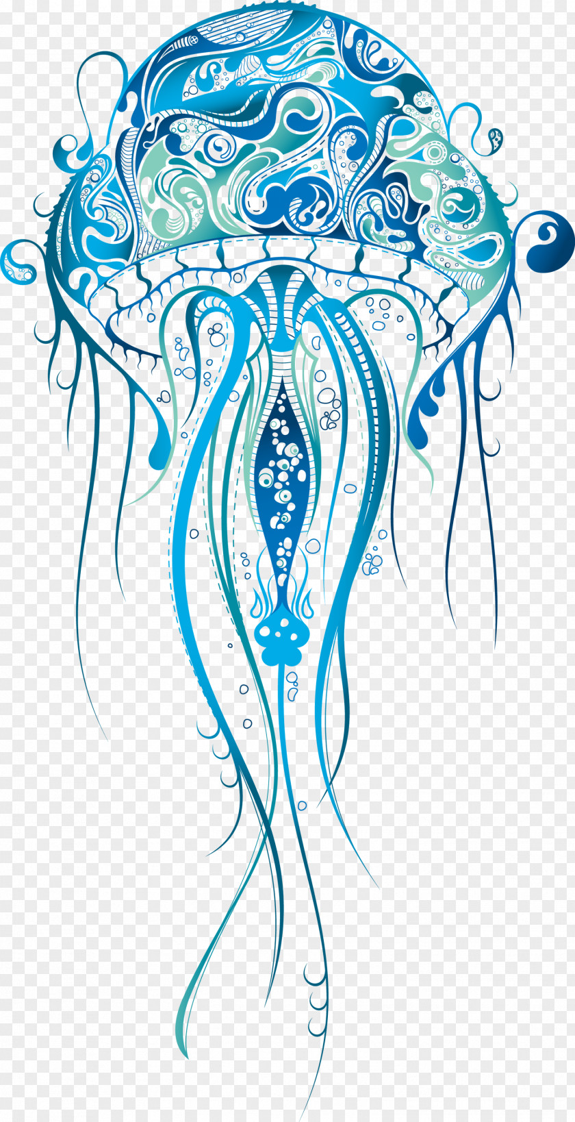 Blue Dress Drawing Jellyfish Image Tattoo PNG