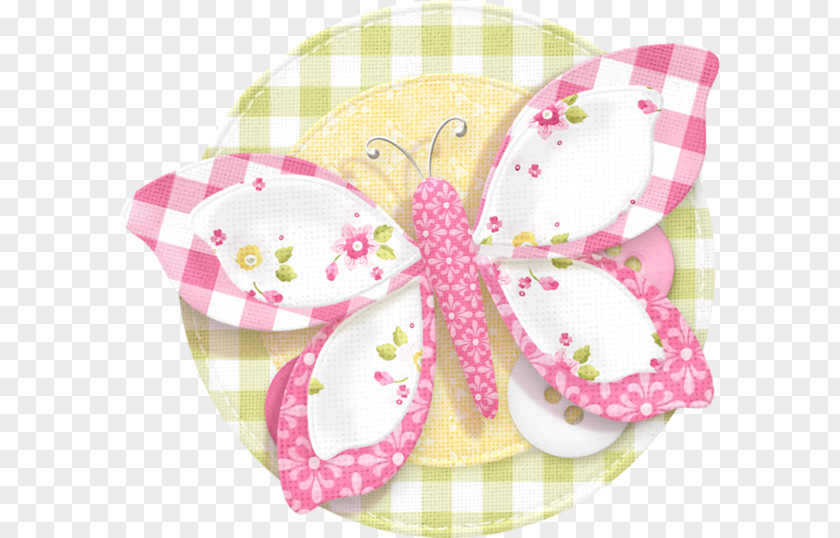 Cartoon Pink Plaid Butterfly Clip Art PNG