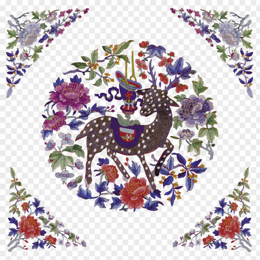 Deer And Flowers Red Fairy Tale Vecteur PNG