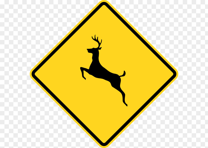 Deer Warning Sign White-tailed Traffic PNG
